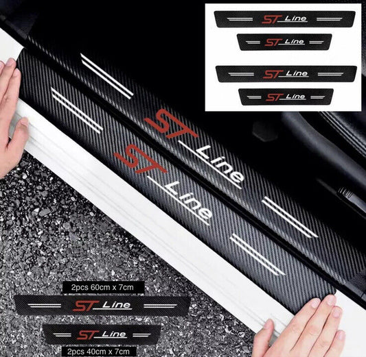 Ford ST Line Carbon Fibre Effect Adhesive Door Sill Overlay Strips Fiesta Focus