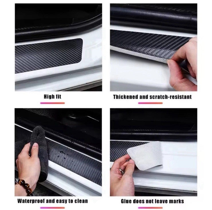 4pcs Vauxhall Grandland Carbon Fibre Effect Car Door Sill Protective Strips