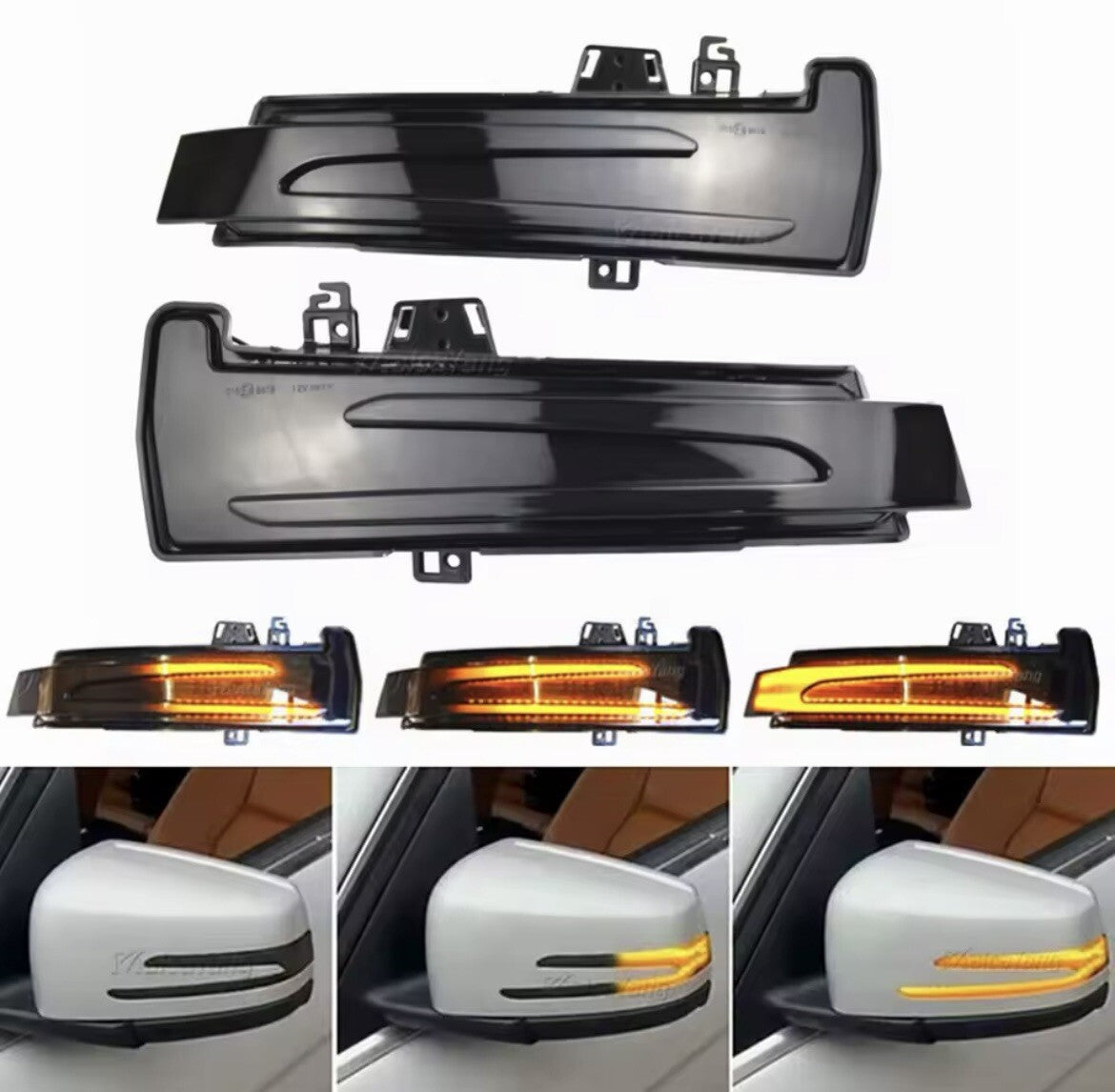 Mercedes A B C CLA E GLA Class Dynamic LED Sequential Mirror Indicators Smoked