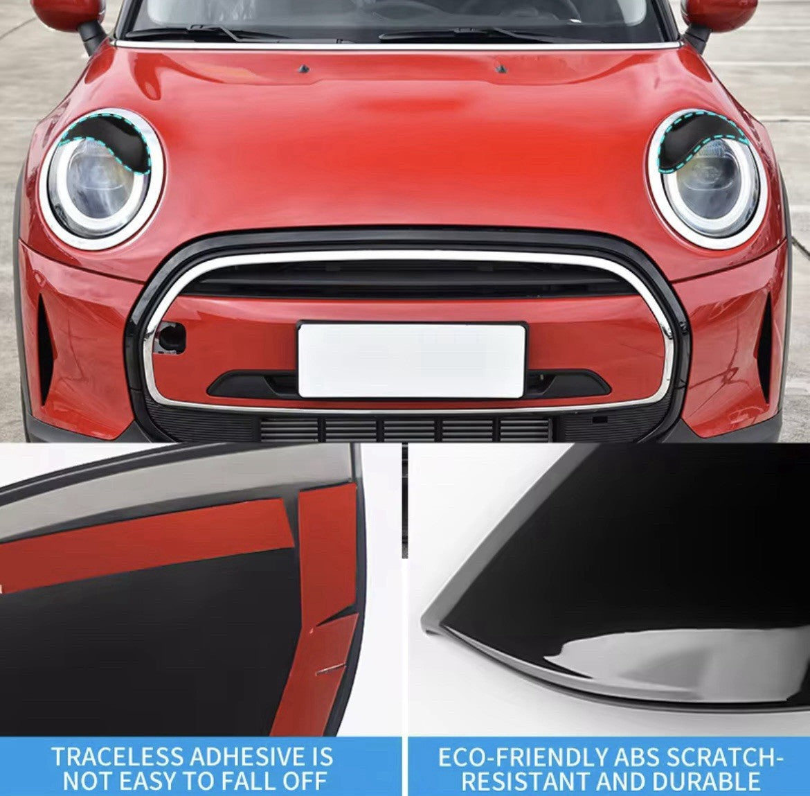 Mini Cooper F54 F55 F56 F57 Gloss Black Headlight Eyelids Eyebrows 2pcs
