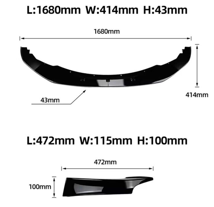 BMW 1 Series M Sport F20 F21 2011-2015 Gloss Black Front Splitter Kit Bumper Lip