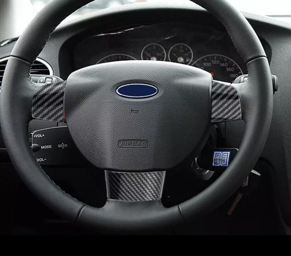 Ford Focus MK2 2005-2011 Carbon Fibre Effect Steering Wheel Trim Covers