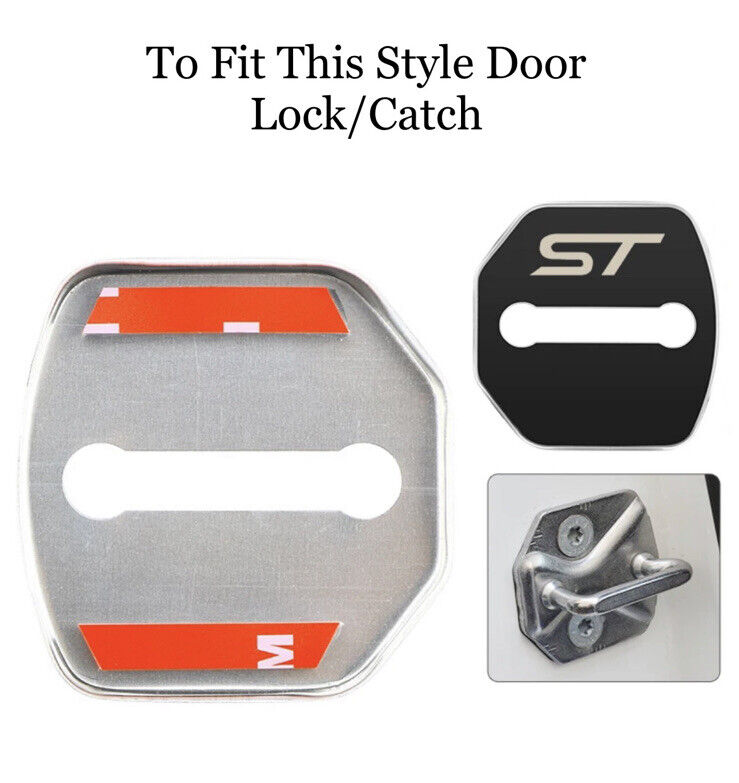 Ford ST Gloss Black Door Lock Protector Covers For Ford Fiesta Focus ST 4pcs