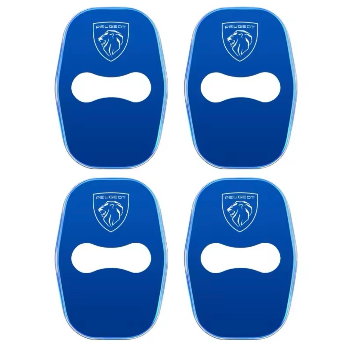 Peugeot Blue Stainless Steel Door Lock Catch Protector Covers Accessories 4pcs