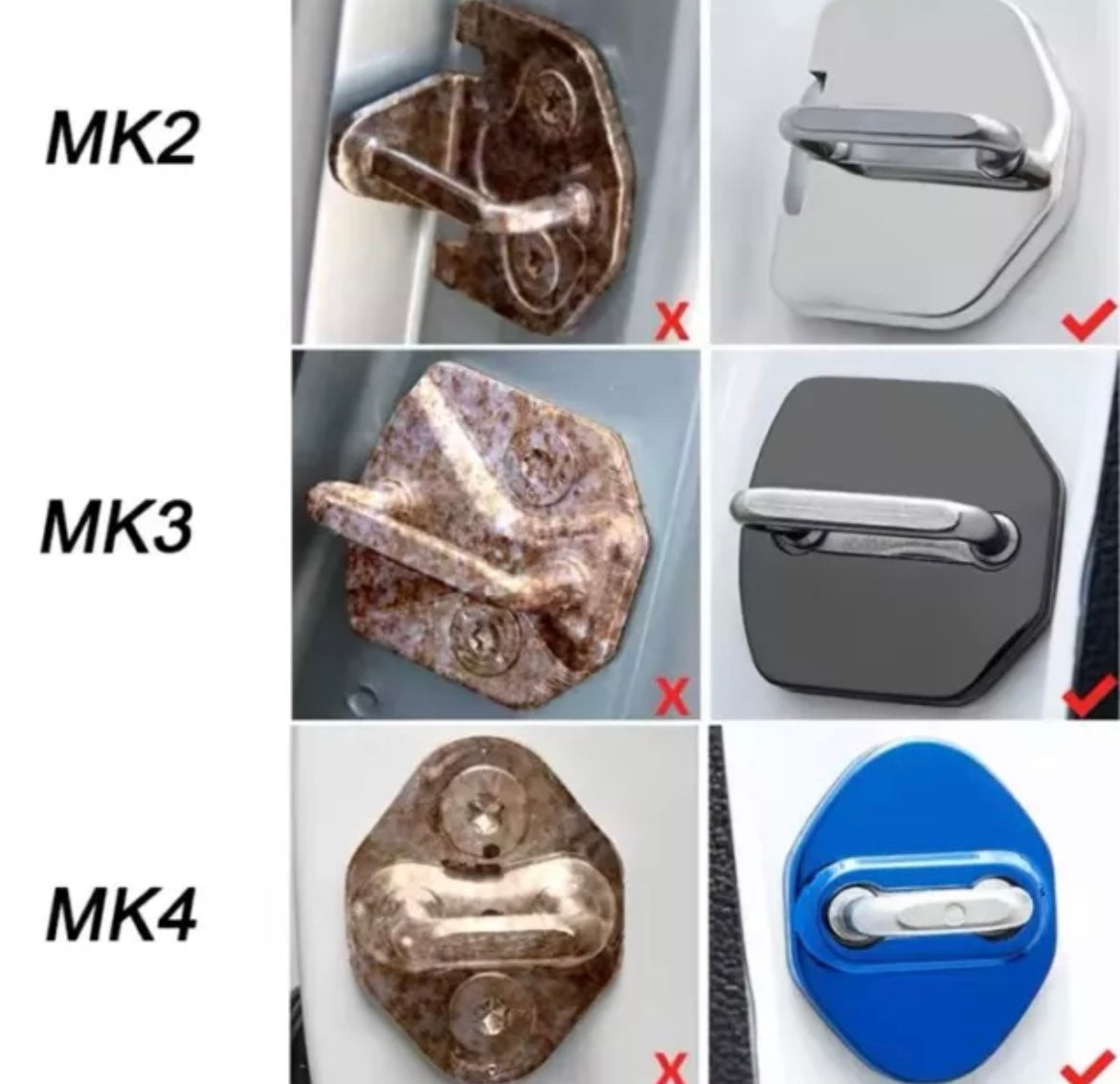 Ford Focus RS Carbon Fibre Effect Door Lock Catch Covers Focus RS MK2 4pcs