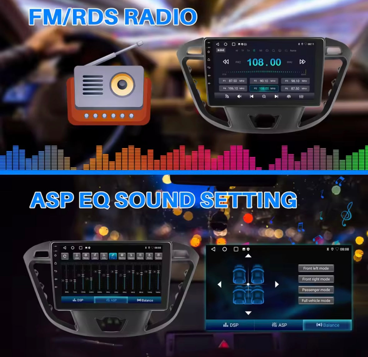 Ford Transit Custom 2012-2021 Screen Upgrade 9 Inch Touchscreen CarPlay Android Auto