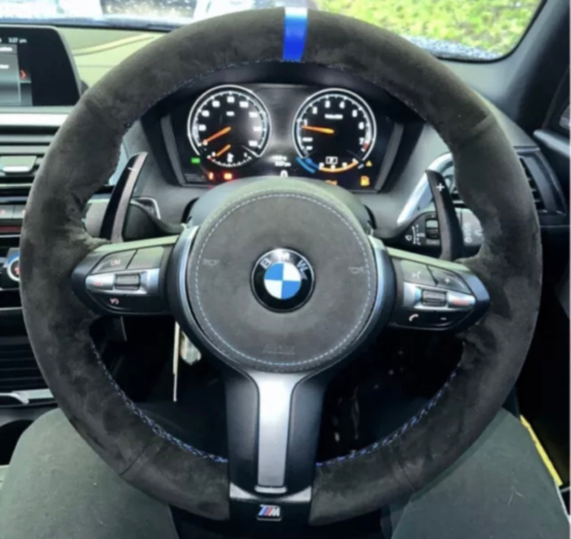 BMW 12345X Series F Chassis M Sport Suede Steering Wheel Cover Self Stitch - Choose Your Colour