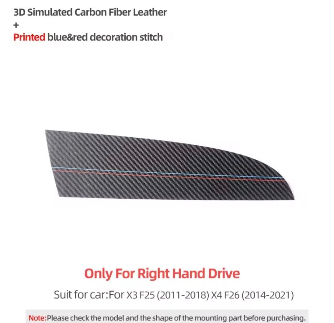 BMW X3 F25 X4 F26 2011-2021 Carbon Fibre Centre Dashboard Panel Trim Cover