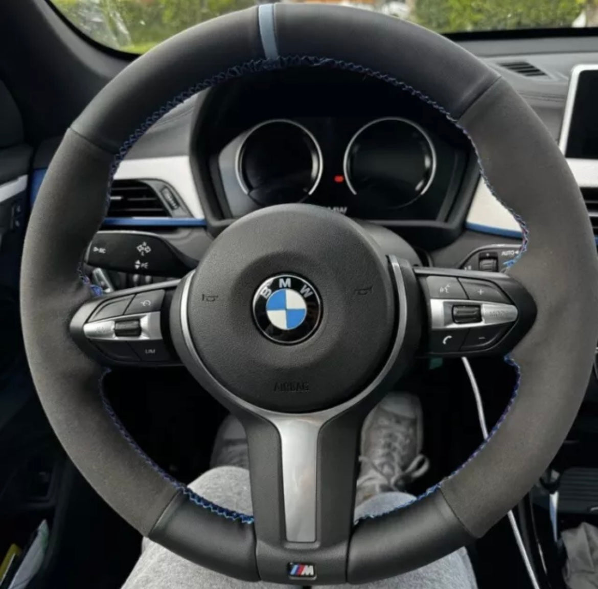 BMW 12345X Series F Chassis M Sport Suede/Leather Steering Wheel Cover Self Stitch - Choose Your Colour