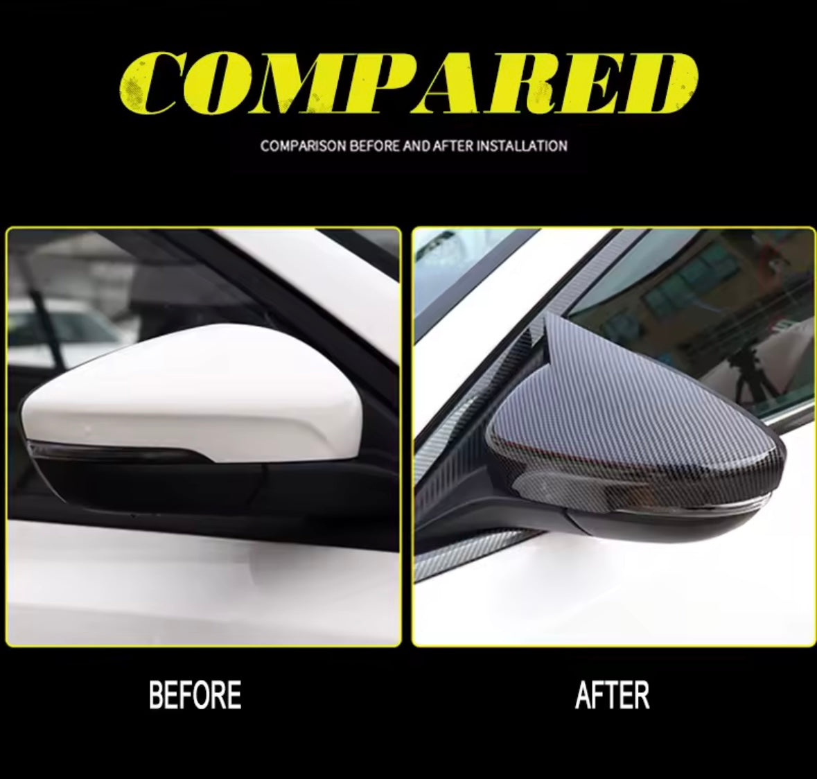 Ford Focus MK4 2019-2021 Carbon Fibre Mirror Caps With Horn Style