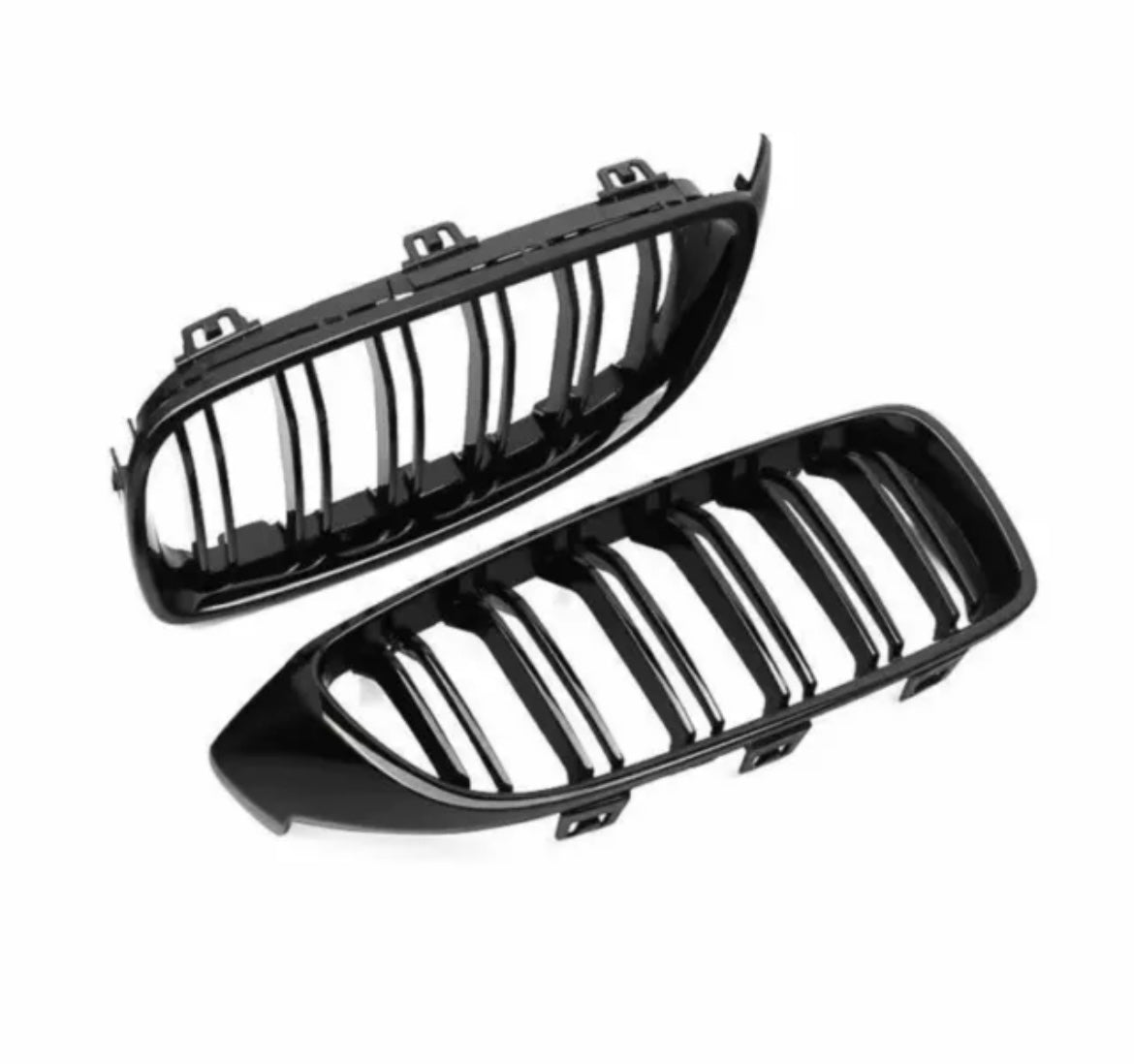 BMW 4 Series F32 F33 F36 M4 Style Gloss Black Double Slat Kidney Grilles