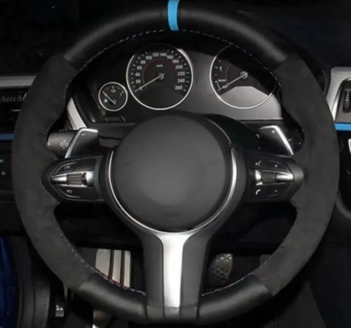 BMW 12345X Series F Chassis M Sport Suede/Leather Steering Wheel Cover Self Stitch - Choose Your Colour