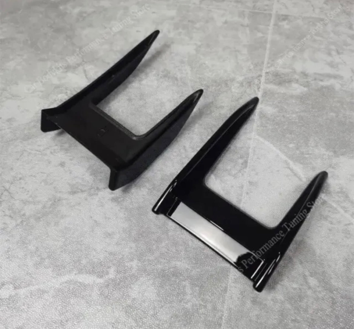 BMW 1 Series F40 2019+ M135i 128ti Gloss Black Front Bumper Canards Blades 2pcs