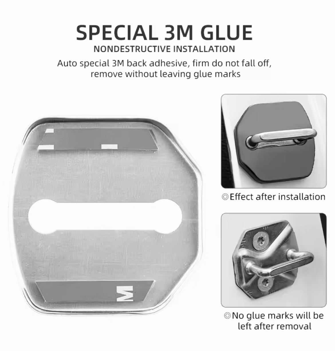 Ford Fiesta Focus Kuga Ranger Escape Ecosport Stainless Gloss Black Door Lock Catch Protector Covers 4pcs