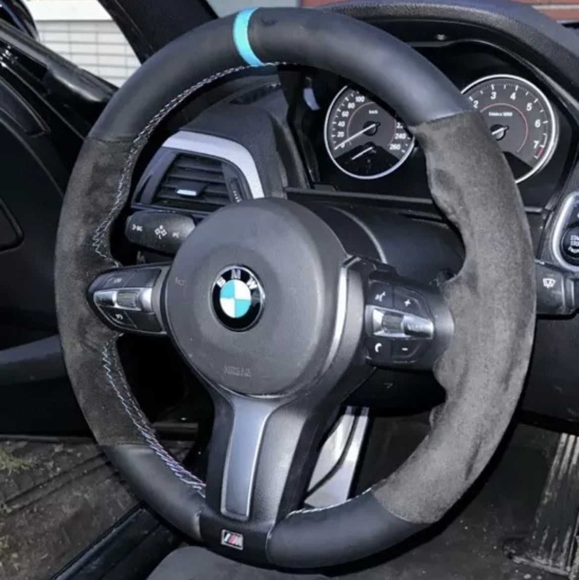BMW 12345X Series F Chassis M Sport Suede/Leather Steering Wheel Cover Self Stitch - Choose Your Colour