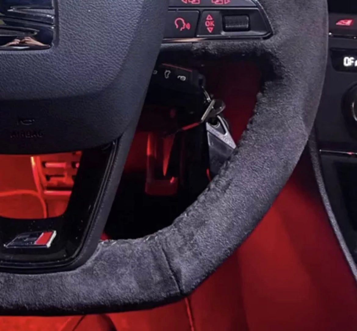 Seat Leon FR Cupra R Ibiza Ateca FR Suede Steering Wheel Cover Self Stitch - Choose Your Colour
