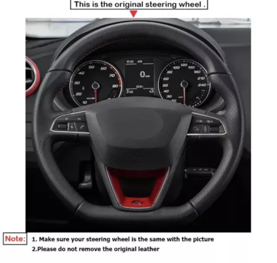Seat Leon FR Cupra R Ibiza Ateca FR Suede Steering Wheel Cover Self Stitch - Choose Your Colour