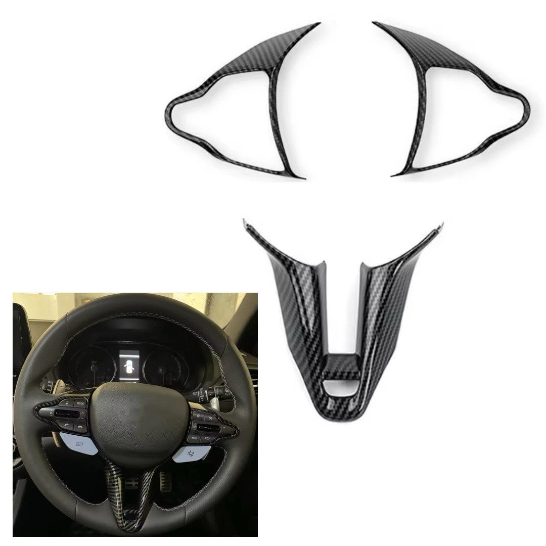 Carbon Fibre Steering Wheel Trim Cover For Hyundai I30 N MK3 2017-2024 3pcs
