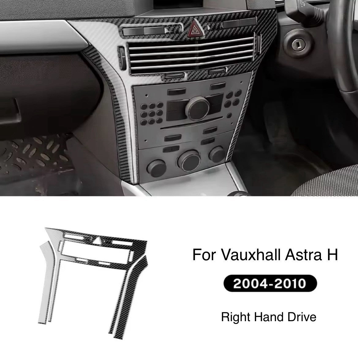 Vauxhall Astra H MK5 2004-2010 Carbon Fibre Centre Console Air Vent Trim Covers