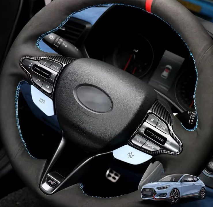 Carbon Fibre Steering Wheel Trim Cover For Hyundai I30 N MK3 2017-2024 3pcs