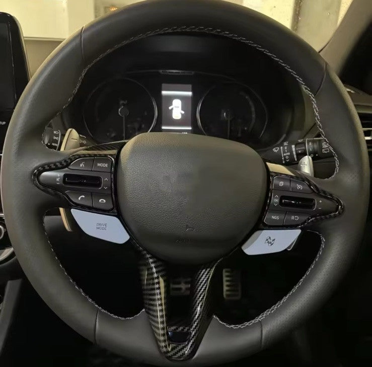 Carbon Fibre Steering Wheel Trim Cover For Hyundai I30 N MK3 2017-2024 3pcs