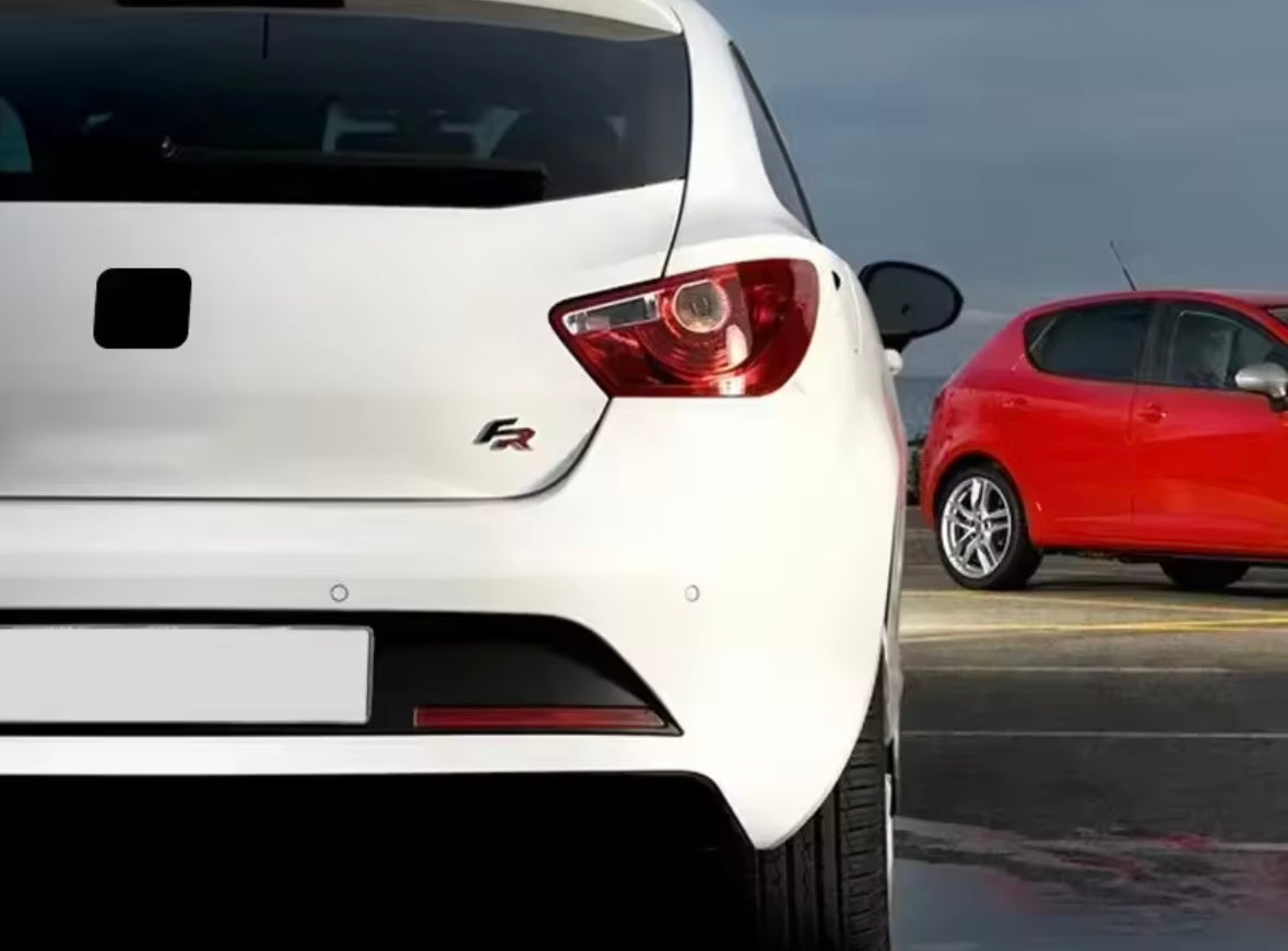 Seat FR Metal Body Panel Badge Black & Red