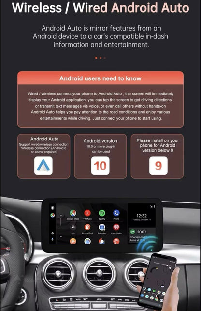 10.25" NTG5.0 Screen Upgrade With Carplay Android Auto For Mercedes A C CLA GLA GLC V Class W205 W176 W447 2015-2018