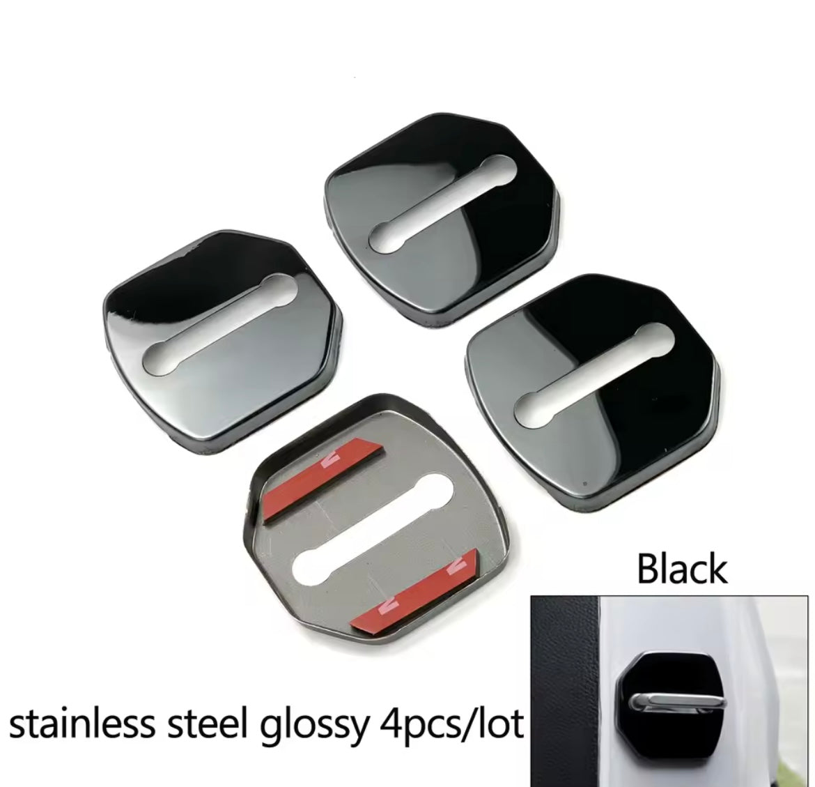 Ford Fiesta Focus Kuga Ranger Escape Ecosport Stainless Gloss Black Door Lock Catch Protector Covers 4pcs