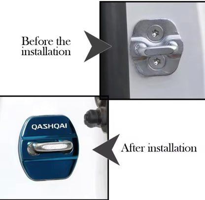 Nissan Qashqai Blue Stainless Steel Door Lock Protector Covers Accessories 4pcs