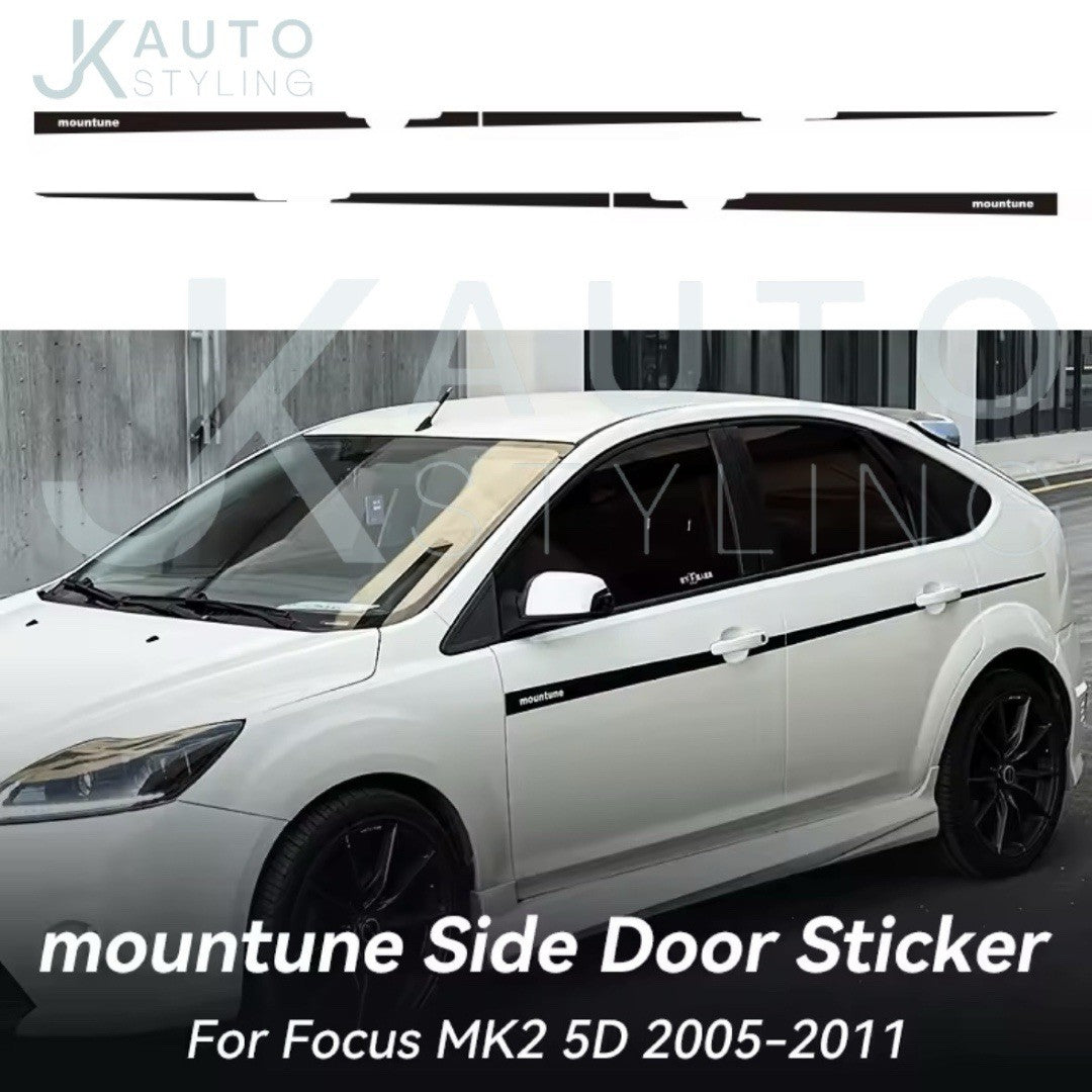 Ford Focus MK2 5 Door 2005-2011 Mountune Vinyl Door Graphics Side Stripes Black