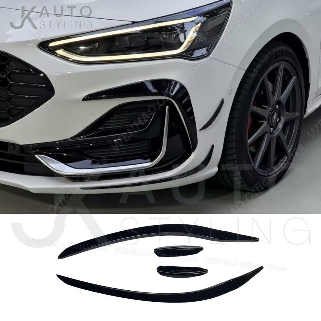 Gloss Black Front Bumper Canards 4pcs Kit For Ford Focus ST Line MK4.5 202-2024