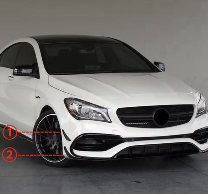 Gloss Black Front Bumper Canards For Mercedes CLA45 AMG C117 X117 2015-2018 4pcs