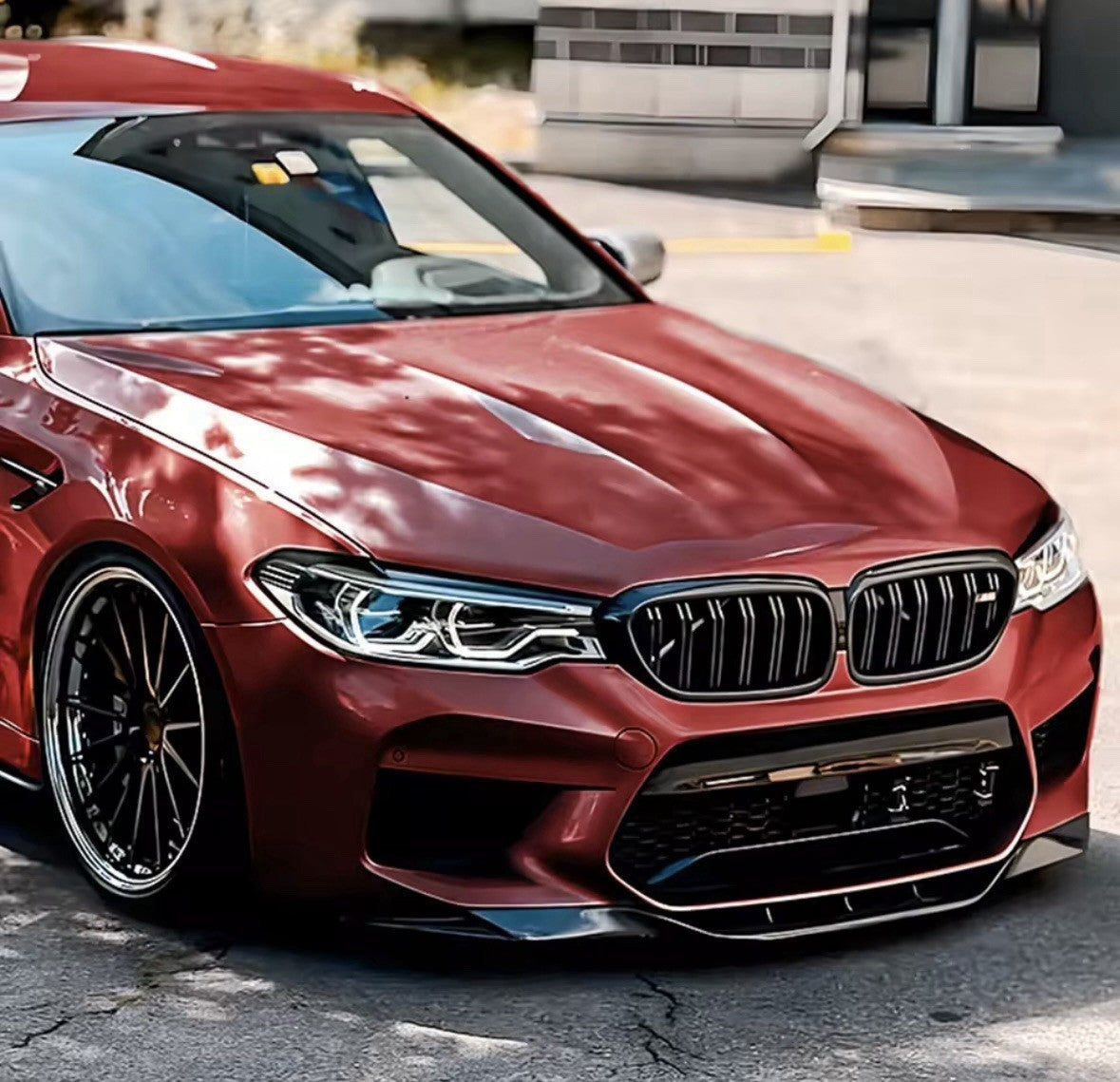 BMW 5 Series M5 F90 2018-2020 Gloss Black Front Splitter Kit Large Aero Style