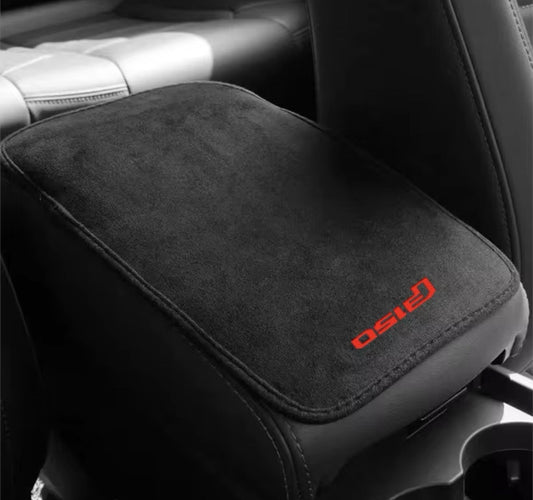 Black Suede Armrest Cover Storage Box Cushion Pad For Ford Ranger F150 Red