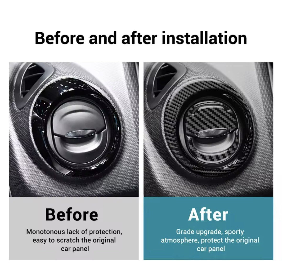 Renault Clio 2013-2018 Carbon Fibre Dashboard Air Vent Outlet Surround Trims