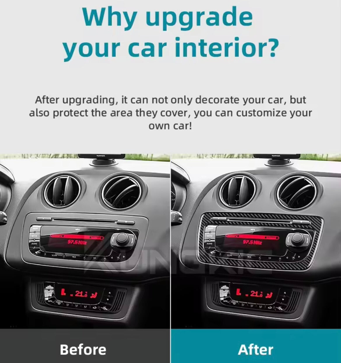 Seat Ibiza 6j 2009-2014 Carbon Fibre Centre Dash Radio Screen CD Surround Trim