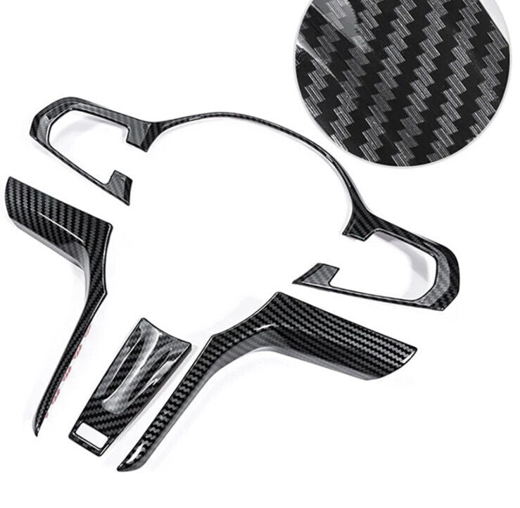 BMW 3 4 5 6 Series M Sport Carbon Fibre Effect Steering Wheel Trim Cover 4pcs