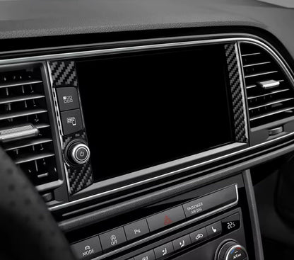 Seat Leon 2017-2019 Carbon Fibre Central Dash Screen Satnav Surround Trim Cover