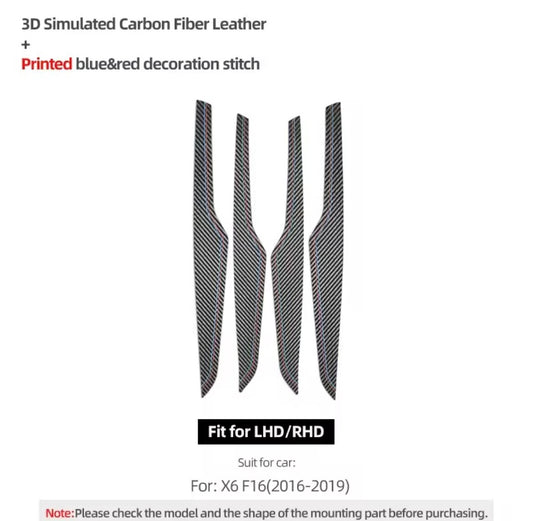 BMW X6 F16 2016-2019 Carbon Fibre Effect Door Card Panel Trim Cover Set 4pcs