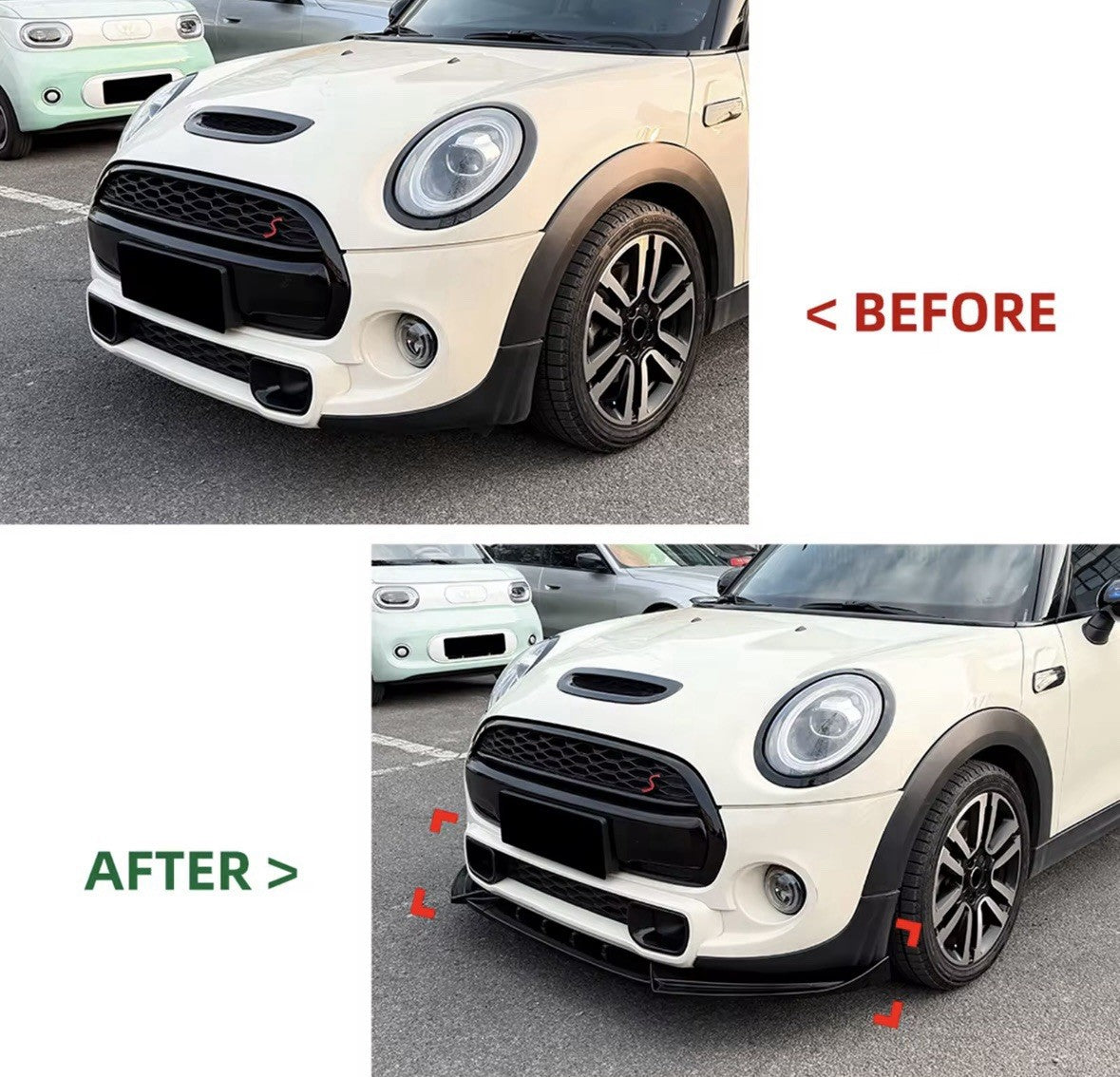 Mini Cooper S JCW F55 F56 F57 2014-2021 Gloss Black Front Splitter Lip Low Kit