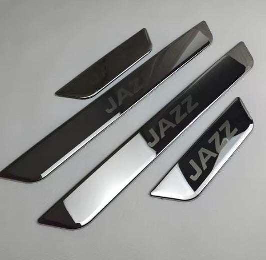 Honda Jazz Stainless Steel Door Sill Protector Strips Scuff Plates Chrome 4pcs