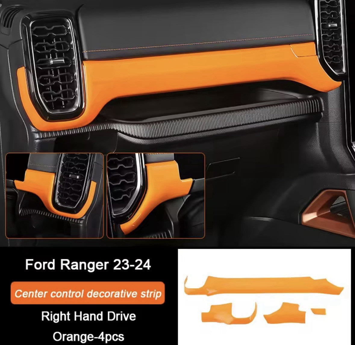 Ford Ranger Raptor Wildtrak T9 2023-2024 Orange Main Central Dashboard Trim