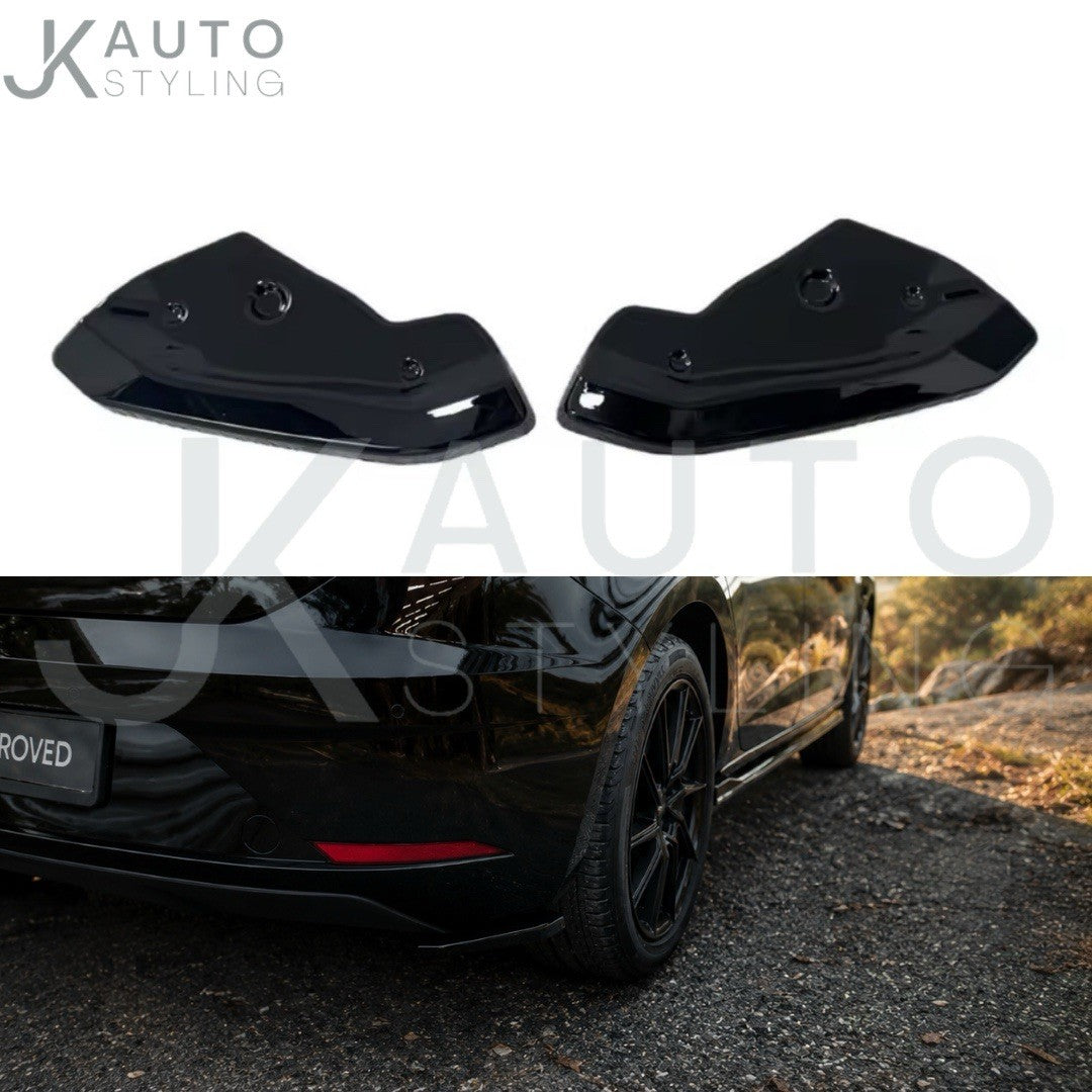 Gloss Black Rear Spats Bumper Side Splitters For Seat Leon MK3.5 2016-2020