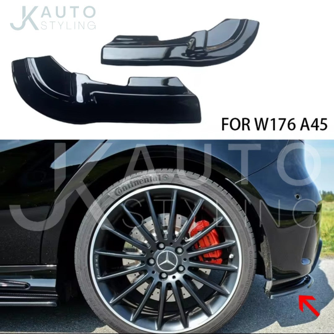 Mercedes A45 AMG W176 Gloss Black Rear Spats Rear Bumper Side Splitters Body Kit