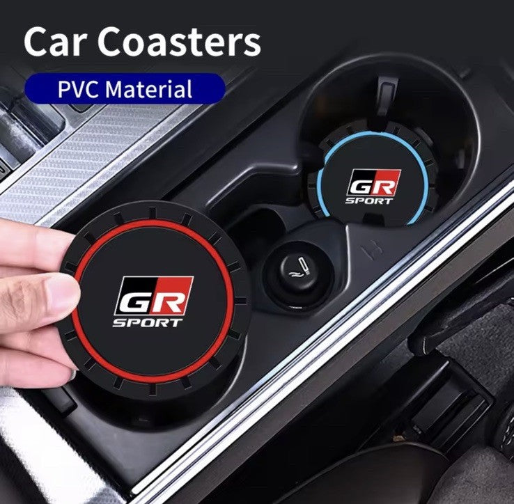 Toyota GR Sport Car Water Bottle Holder Mat Anti-Slip Pad Drink Coaster 2pcs