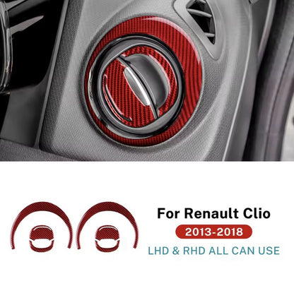 Renault Clio 2013-2018 Red Carbon Fibre Dashboard Air Vent Outlet Surround Trims
