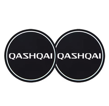 Nissan Qashqai Anti-Slip Black Silicone Silica Drink Coaster Cupholder Mat 2pcs