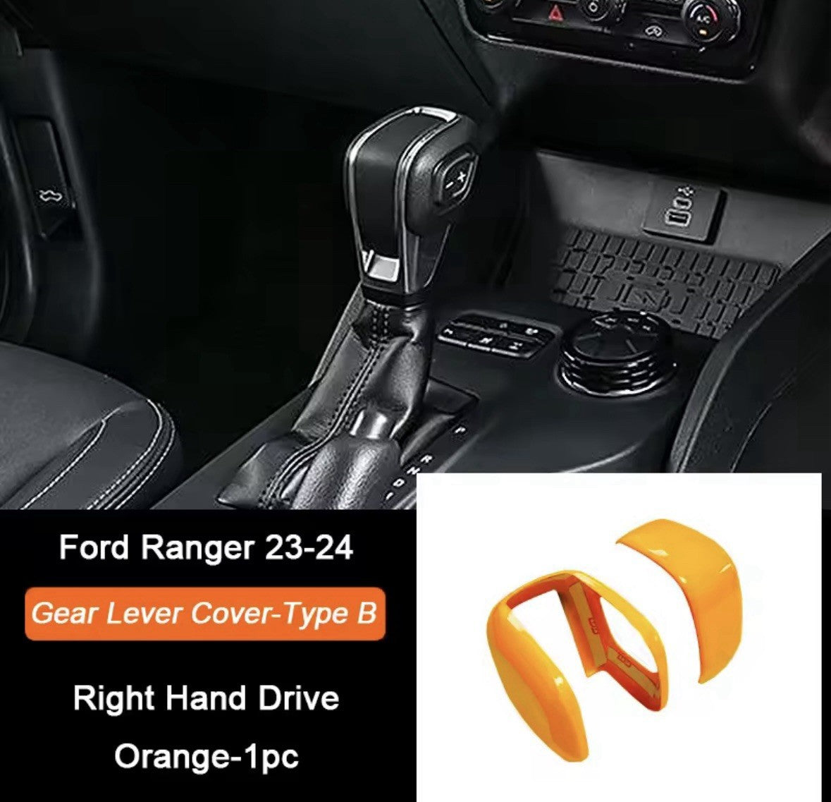Orange Automatic Gear Knob Trim Style B For Ford Ranger Raptor Wildtrak T9 2023-2024