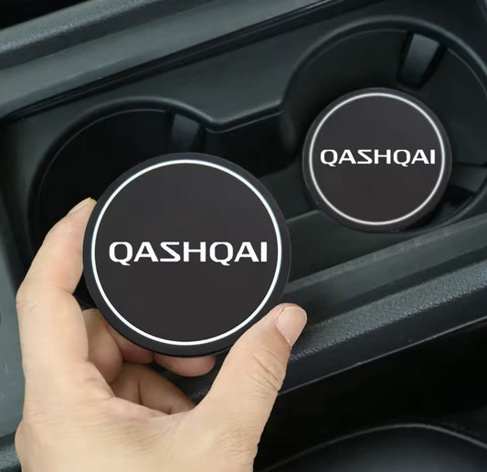 Nissan Qashqai Anti-Slip Black Silicone Silica Drink Coaster Cupholder Mat 2pcs