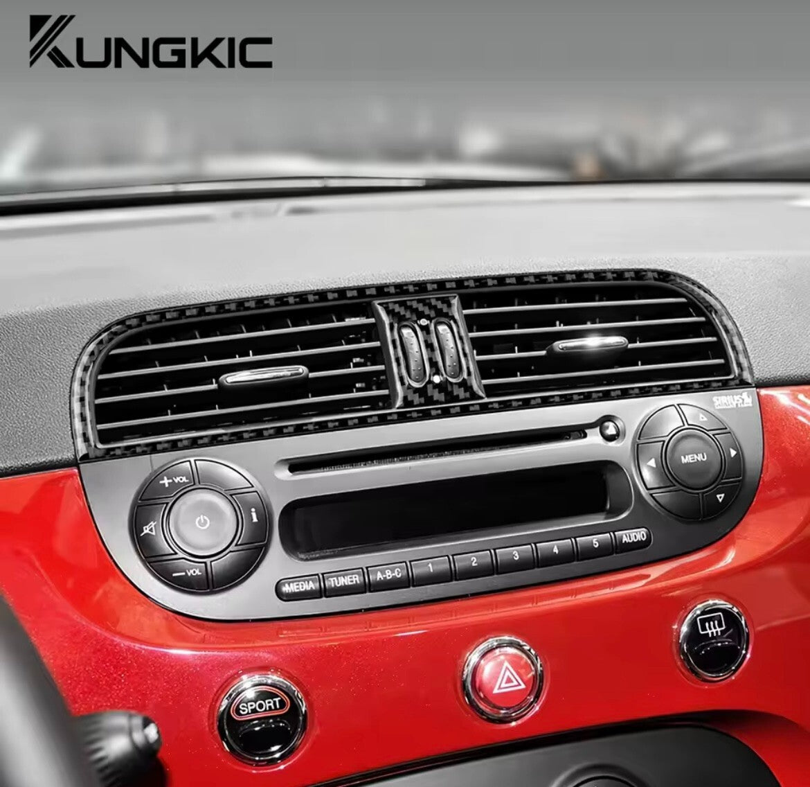 Fiat 500 Abarth 595 Carbon Fibre Centre Console Air Vent Outlet Surround Trim